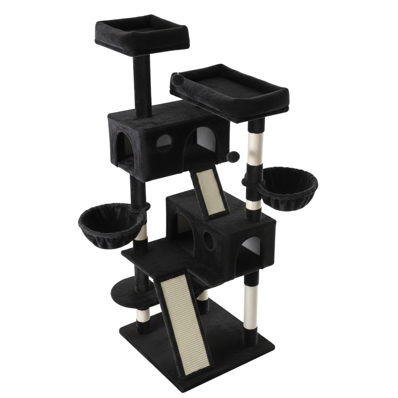 Large Indoor Cat Tree Tower with Plush Perches and Scratching Posts