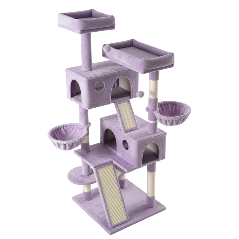 Large Indoor Cat Tree Tower with Plush Perches and Scratching Posts