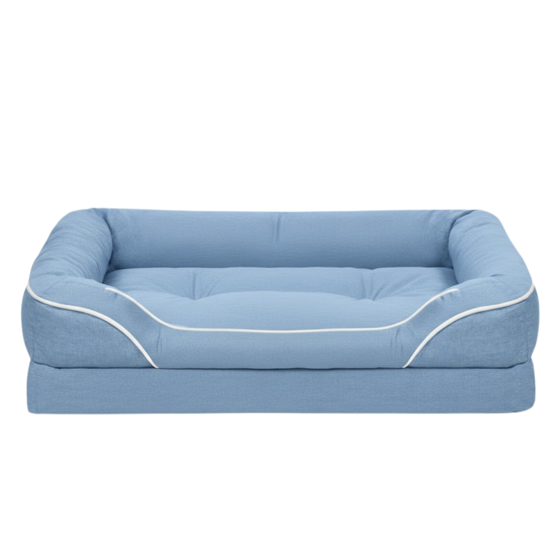 Soft Pet Bed with Bolsters, Anti-Slip Bottom, Removable Cover