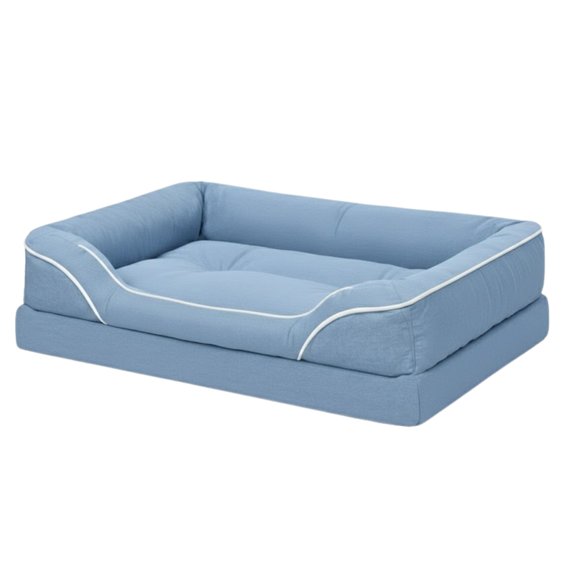 Soft Pet Bed with Bolsters, Anti-Slip Bottom, Removable Cover