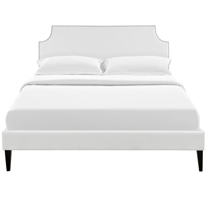 Laura Fabric Platform Bed with Squared Tapered Legs