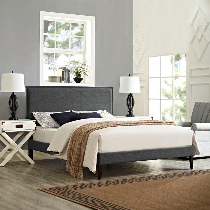 Camille Fabric Platform Bed with Squared Tapered Legs