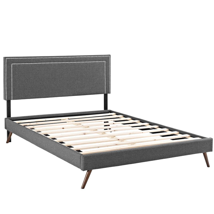 Jessamine Fabric Platform Bed with Round Splayed Legs