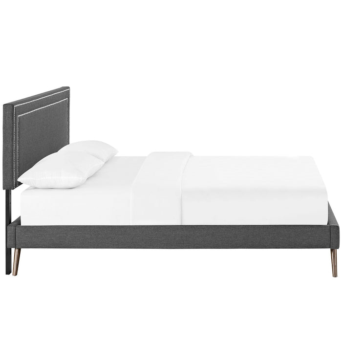 Jessamine Fabric Platform Bed with Round Splayed Legs