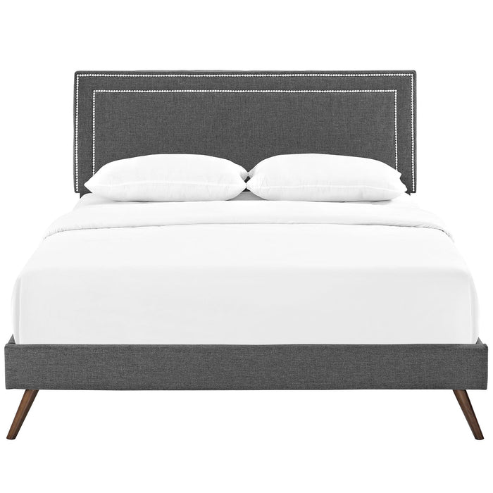 Jessamine Fabric Platform Bed with Round Splayed Legs