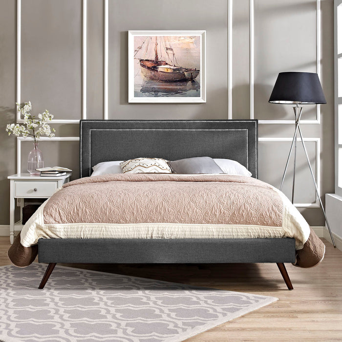 Jessamine Fabric Platform Bed with Round Splayed Legs