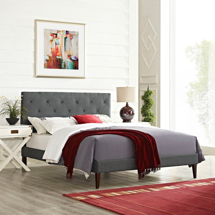 Terisa Fabric Platform Bed with Squared Tapered Legs