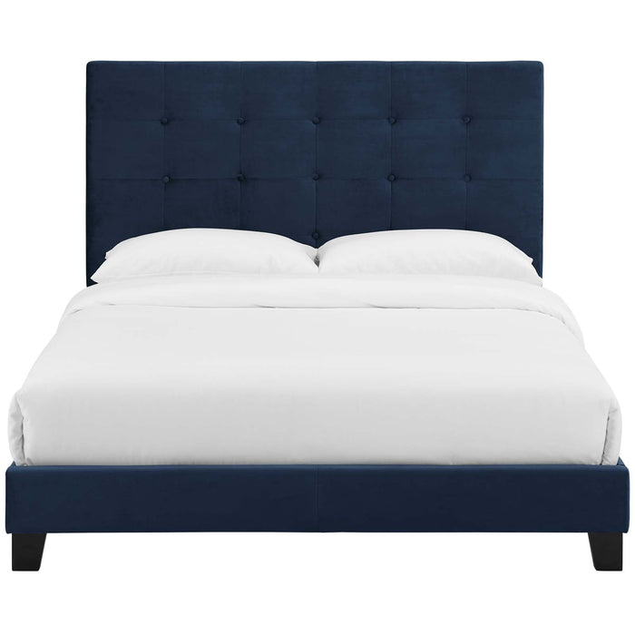 Melanie Tufted Button Upholstered Performance Velvet Platform Bed