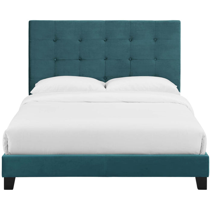 Melanie Tufted Button Upholstered Performance Velvet Platform Bed