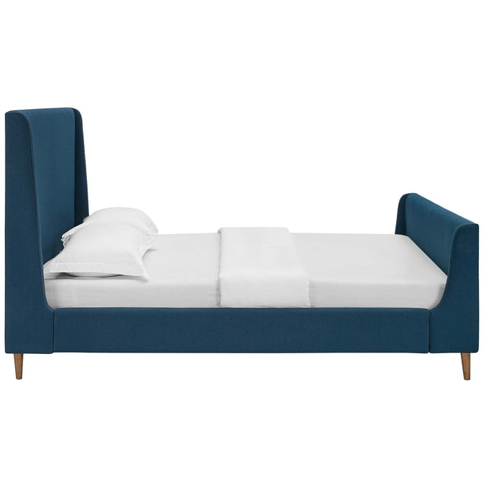 Aubree Upholstered Fabric Sleigh Platform Bed