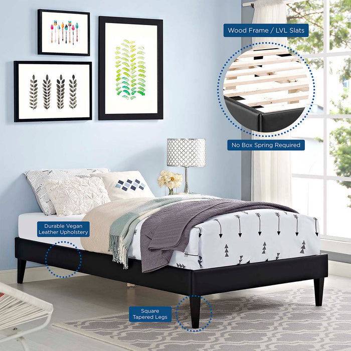 Tessie Vinyl Bed Frame with Squared Tapered Legs