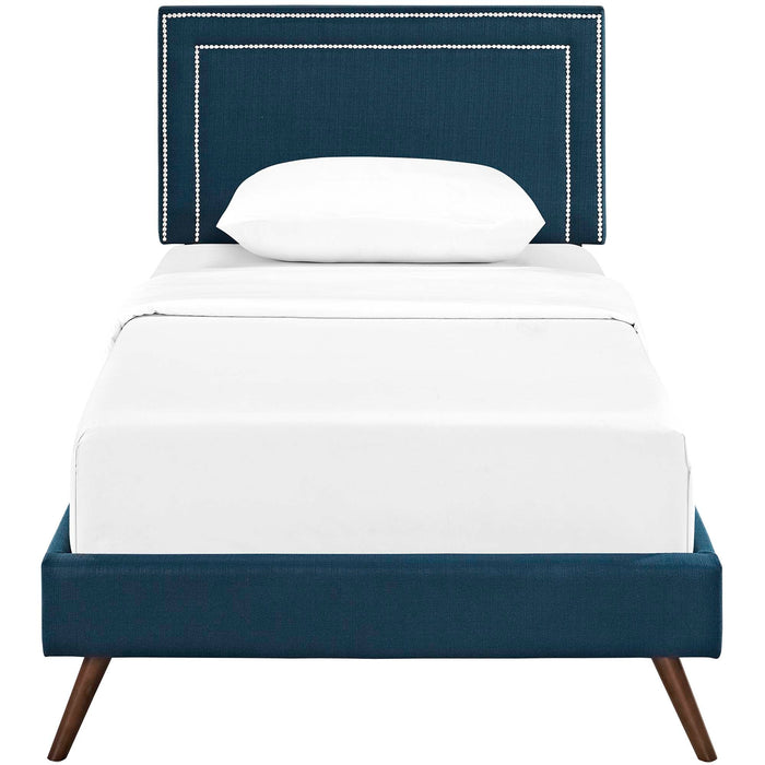 Virginia Fabric Platform Bed with Round Splayed Legs