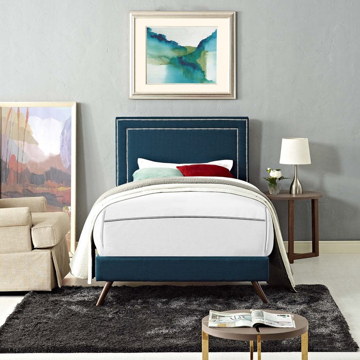 Virginia Fabric Platform Bed with Round Splayed Legs