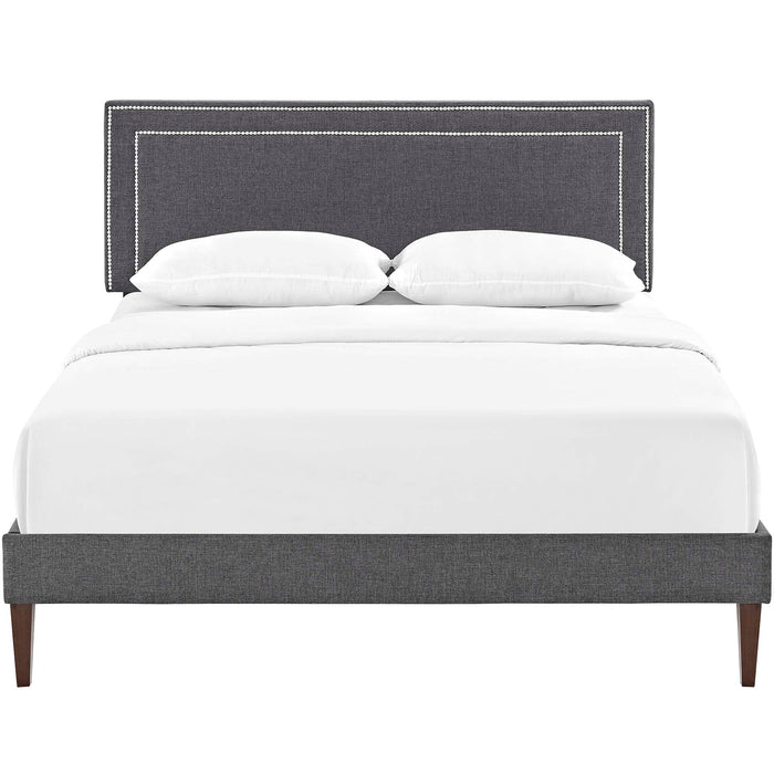 Virginia Fabric Platform Bed with Squared Tapered Legs