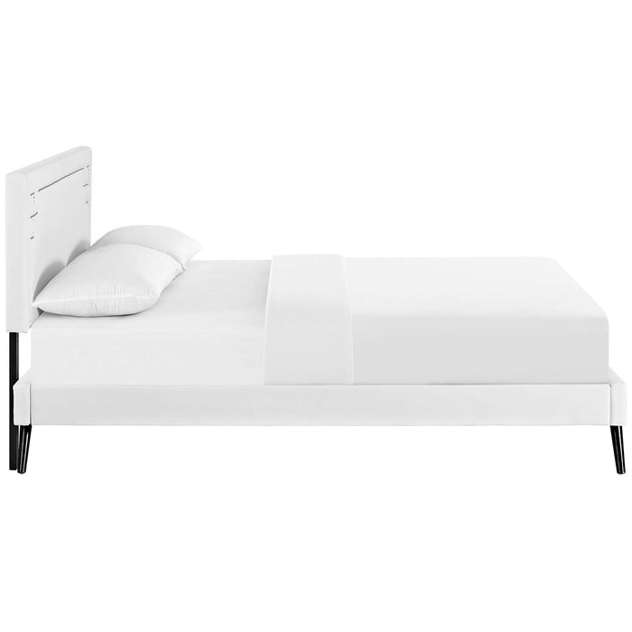 Ruthie Vinyl Platform Bed with Round Splayed Legs