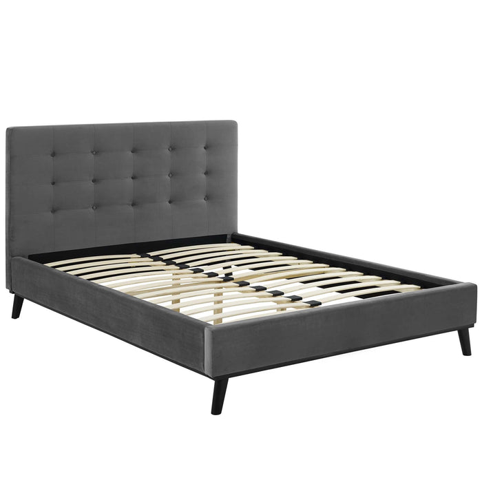 McKenzie Biscuit Tufted Upholstered Fabric Platform Bed