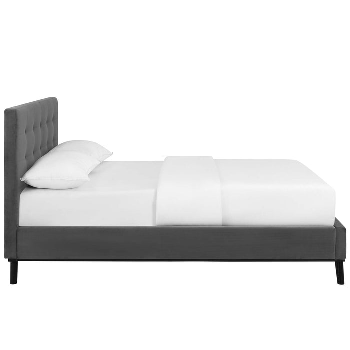 McKenzie Biscuit Tufted Upholstered Fabric Platform Bed