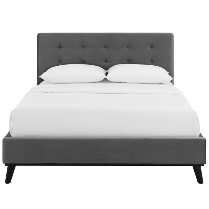 McKenzie Biscuit Tufted Upholstered Fabric Platform Bed