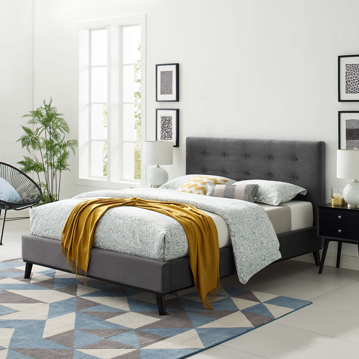 McKenzie Biscuit Tufted Upholstered Fabric Platform Bed