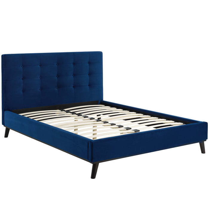 McKenzie Biscuit Tufted Upholstered Fabric Platform Bed