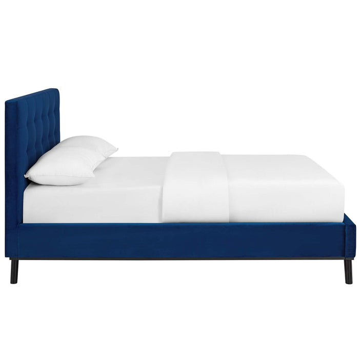 McKenzie Biscuit Tufted Upholstered Fabric Platform Bed