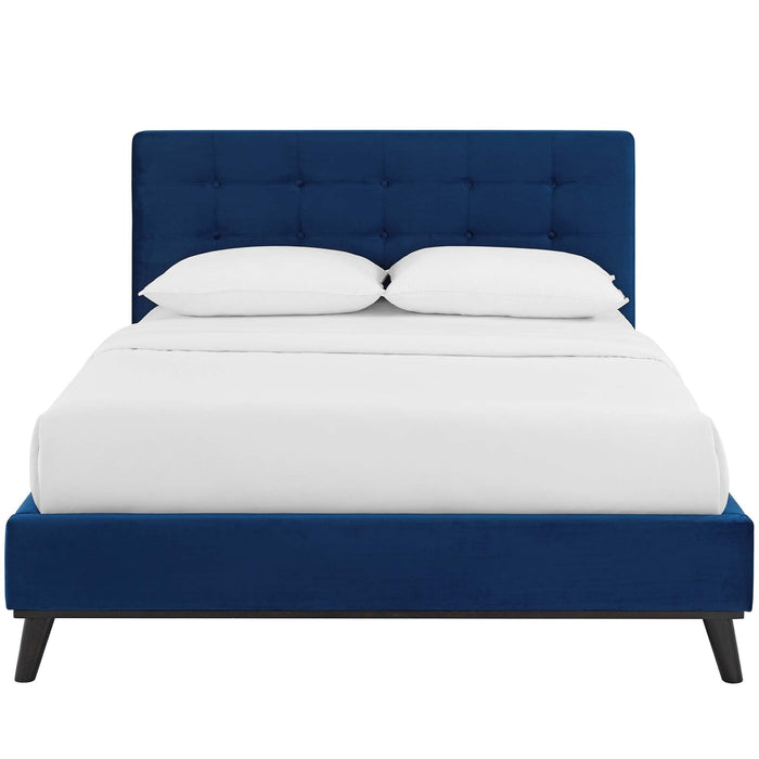 McKenzie Biscuit Tufted Upholstered Fabric Platform Bed