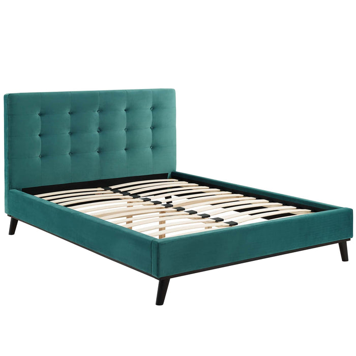 McKenzie Biscuit Tufted Upholstered Fabric Platform Bed