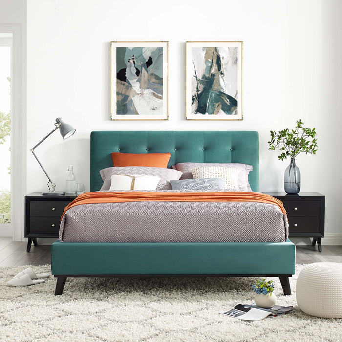 McKenzie Biscuit Tufted Upholstered Fabric Platform Bed