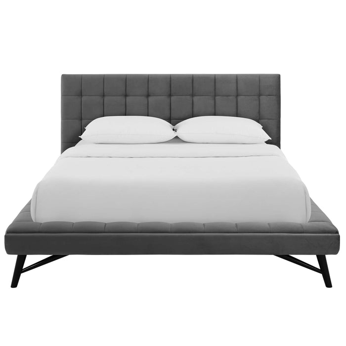 Julia Biscuit Tufted Performance Velvet Platform Bed