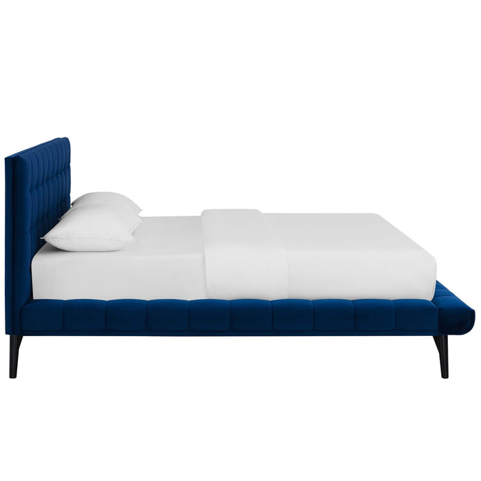 Julia Biscuit Tufted Performance Velvet Platform Bed