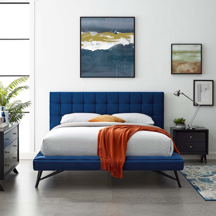 Julia Biscuit Tufted Performance Velvet Platform Bed