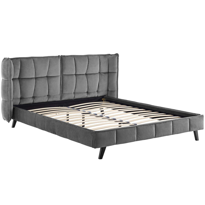 Makenna Performance Velvet Queen Platform Bed