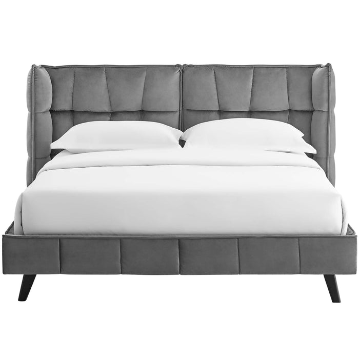 Makenna Performance Velvet Queen Platform Bed