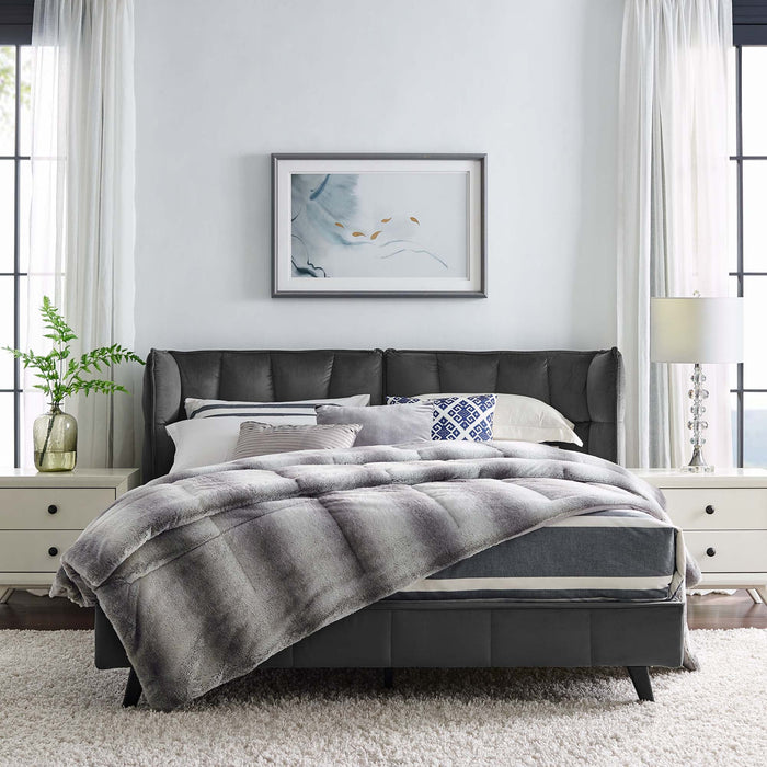 Makenna Performance Velvet Queen Platform Bed