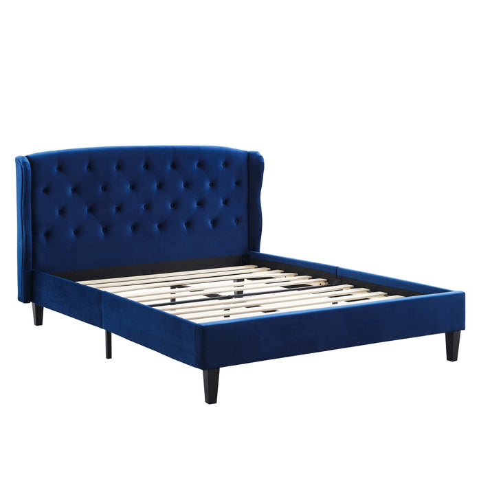 Penelope Tufted Wingback Performance Velvet Platform Bed