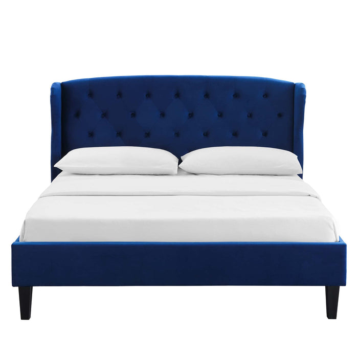 Penelope Tufted Wingback Performance Velvet Platform Bed