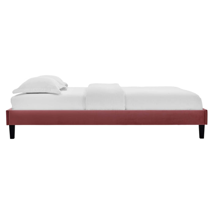 Liva Performance Velvet Bed With Black Wood Legs