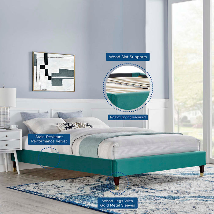 Harlow Performance Velvet Platform Bed Frame