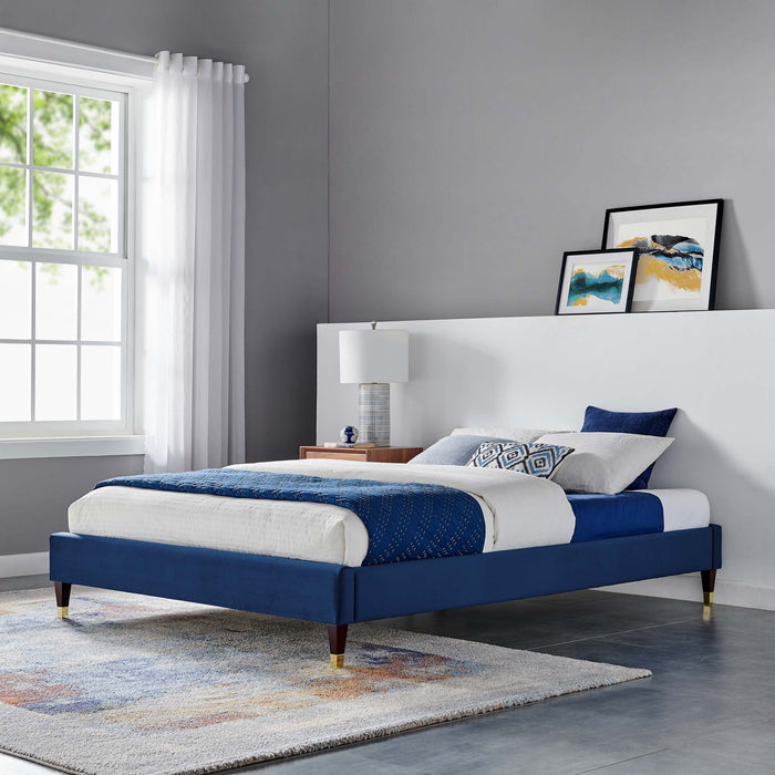 Harlow Performance Velvet Platform Bed Frame