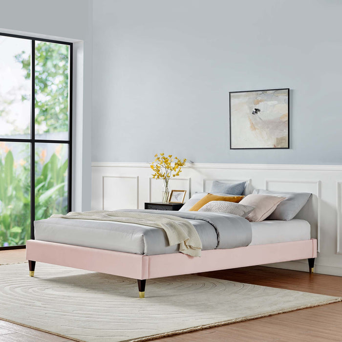 Harlow Performance Velvet Platform Bed Frame