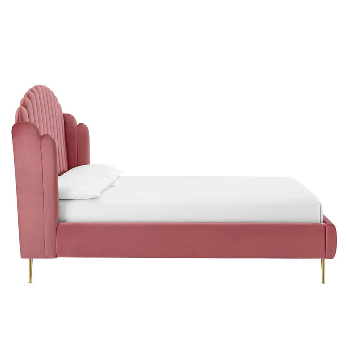 Lana Performance Velvet Wingback Platform Bed