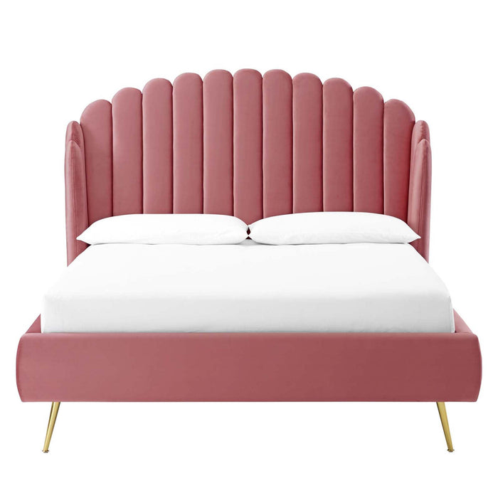 Lana Performance Velvet Wingback Platform Bed