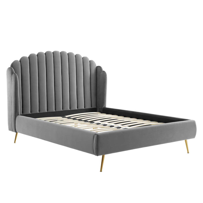 Lana Performance Velvet Wingback Platform Bed