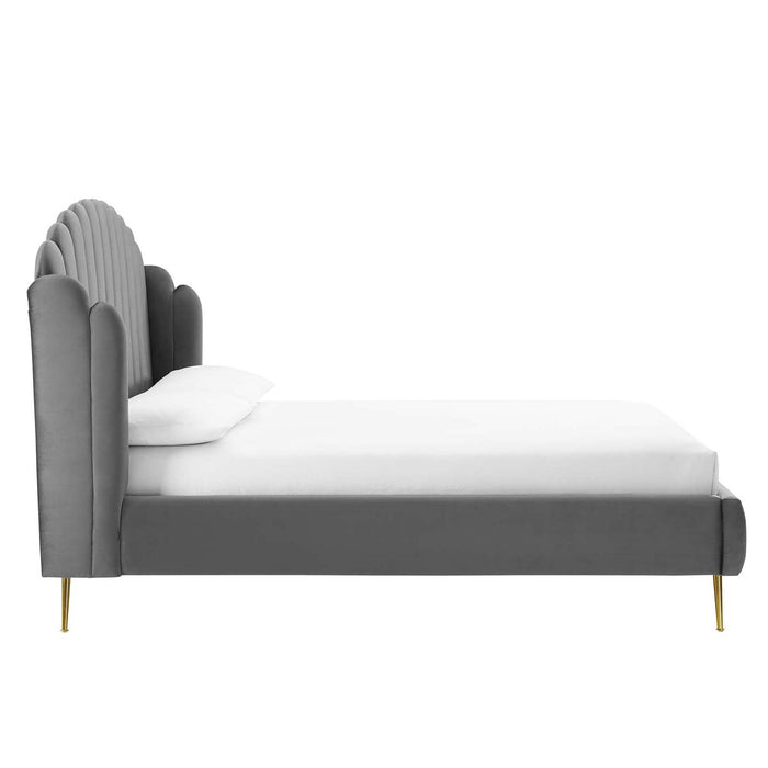 Lana Performance Velvet Wingback Platform Bed