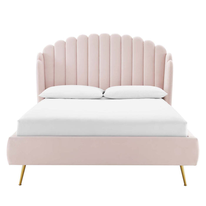 Lana Performance Velvet Wingback Platform Bed