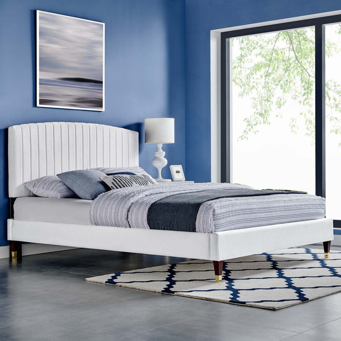 Alessi Performance Velvet Queen Platform Bed