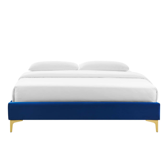 Novi Performance Velvet Bed With Gold Metal Legs