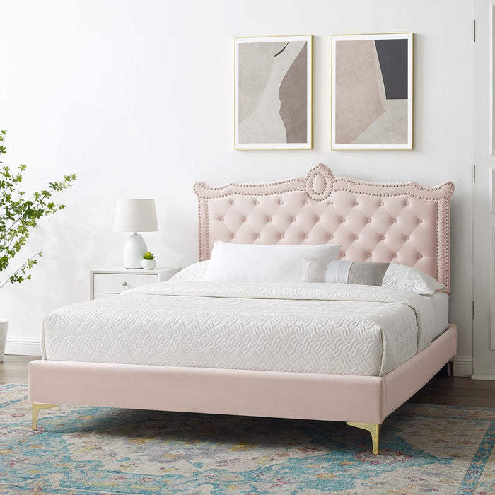 Clara Performance Velvet Queen Platform Bed