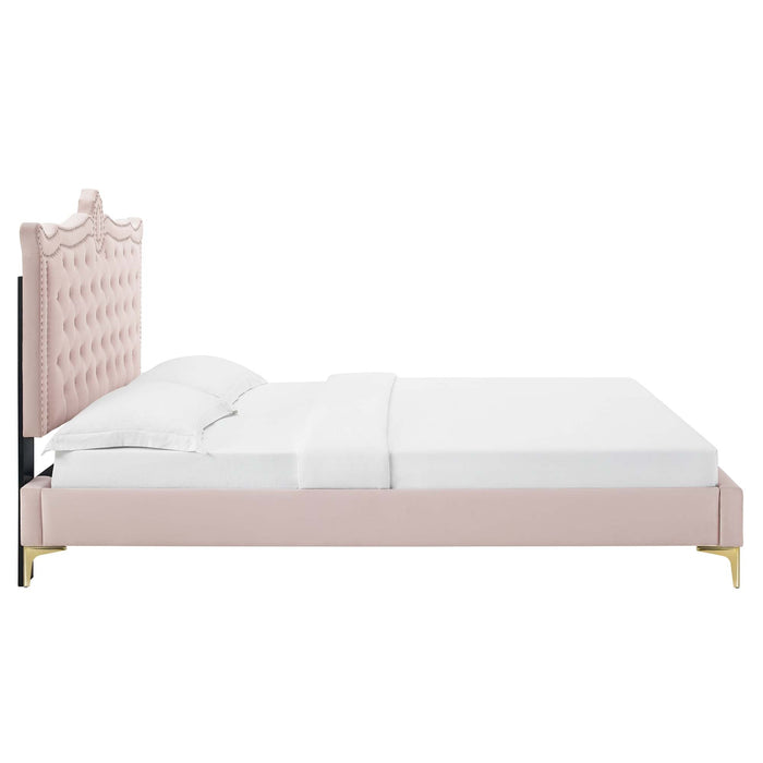 Clara Performance Velvet Queen Platform Bed