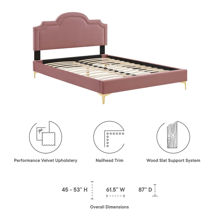 Aviana Performance Velvet Bed With Gold Legs